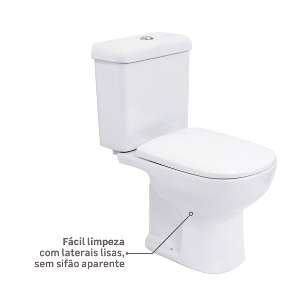 Kit Vaso Sanitário com Caixa Acoplada e Assento Branco Duplo Acionamento 3 6L Saída Vertical Lille Sensea - Imagem 5