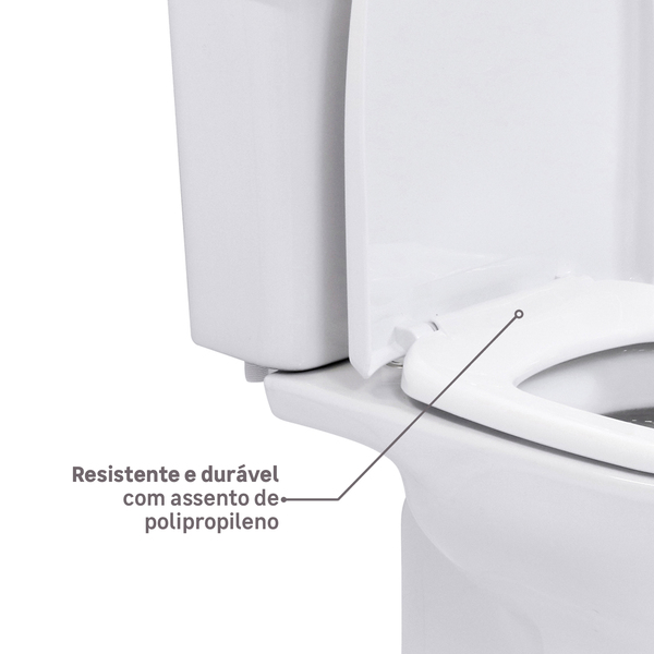 Kit Vaso Sanitário com Caixa Acoplada e Assento Branco Duplo Acionamento 3 6L Saída Vertical Lille Sensea - Imagem 7