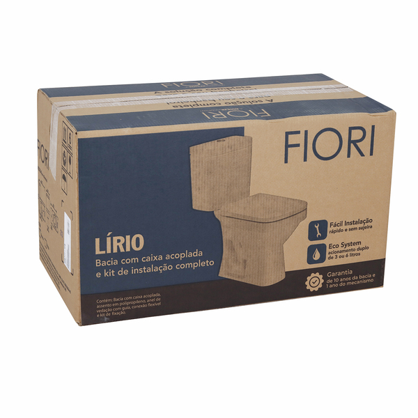 Kit Vaso Sanitário com Caixa Acoplada e Assento Branco Duplo Acionamento 3 6L Saída Vertical Lirio Fiori - Imagem 10