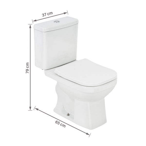 Kit Vaso Sanitário com Caixa Acoplada e Assento Branco Duplo Acionamento 3 6L Vertical Quadra Deca - Imagem 8