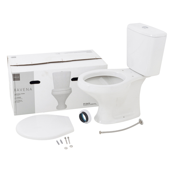 Kit Vaso Sanitário com Caixa Acoplada e Assento Branco Duplo Acionamento 3 6L Saída Vertical Ravena Deca - Imagem 3