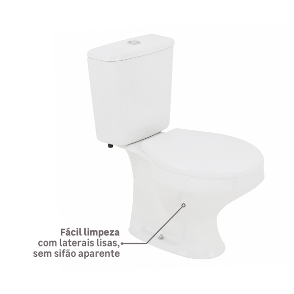 Kit Vaso Sanitário com Caixa Acoplada e Assento Branco Duplo Acionamento 3 6L Saída Vertical Ravena Deca - Imagem 5