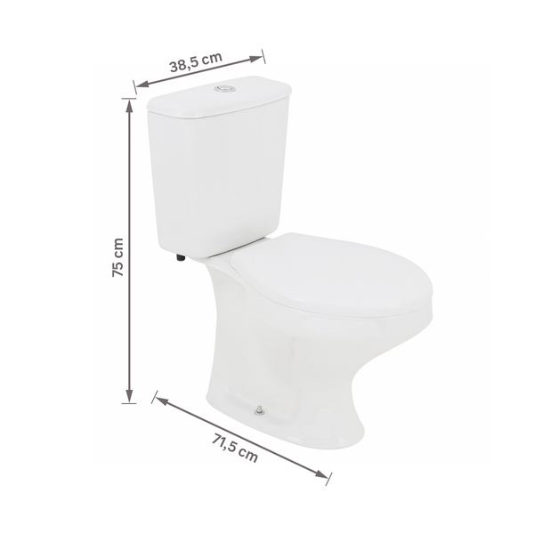 Kit Vaso Sanitário com Caixa Acoplada e Assento Branco Duplo Acionamento 3 6L Saída Vertical Ravena Deca - Imagem 9