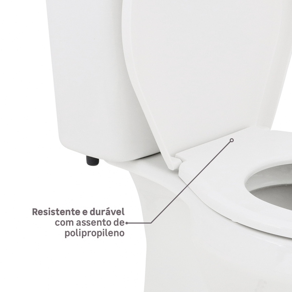 Kit Vaso Sanitário com Caixa Acoplada e Assento Branco Duplo Acionamento 3 6L Saída Vertical Ravena Deca - Imagem 7