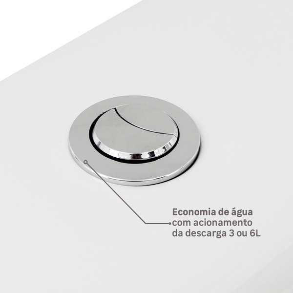 Kit Vaso Sanitário com Caixa Acoplada e Assento Branco Duplo Acionamento 3 6L Saída Vertical Ravena Deca - Imagem 6