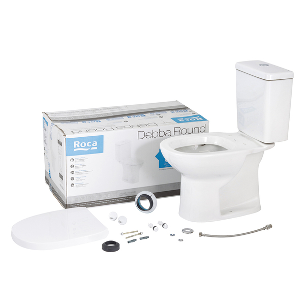 Kit Vaso Sanitário com Caixa Acoplada e Assento Branco Duplo Acionamento 3 6L Saída Vertical Round Roca - Imagem 3