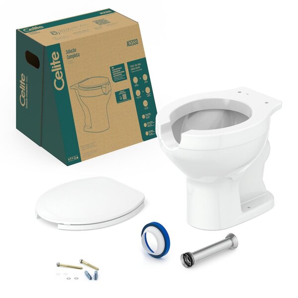 Kit Vaso Sanitário Convencional com Abertura E Assento Acesso  Branco Brilhante - Celite - Imagem 3