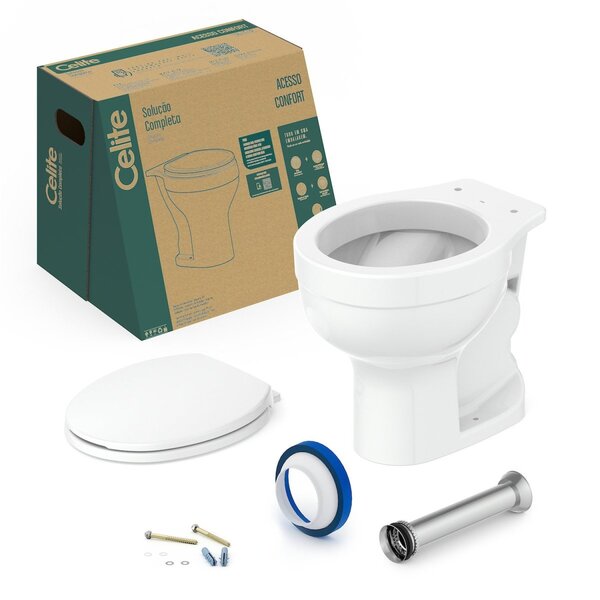 Kit Vaso Sanitário Convencional com Assento Acesso Confort  Branco Brilhante - Celite - Imagem 3