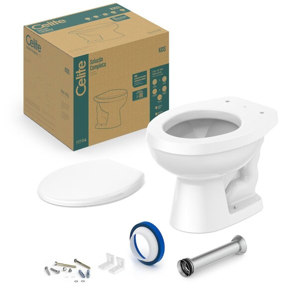 Kit Vaso Sanitário Convencional com Assento Pp Kids  Branco Brilhante - Celite - Imagem 3