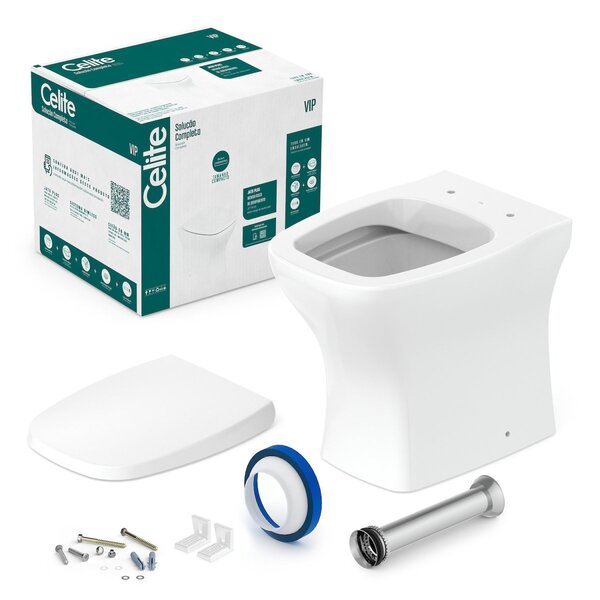 Kit Vaso Sanitário Rimless com Assento Pp Softclose Vip  Branco Brilho - Celite - Imagem 5