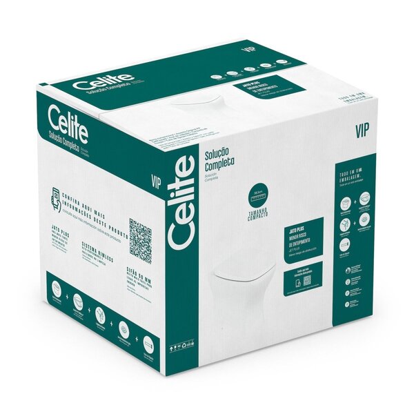 Kit Vaso Sanitário Rimless com Assento Pp Softclose Vip  Branco Brilho - Celite - Imagem 9