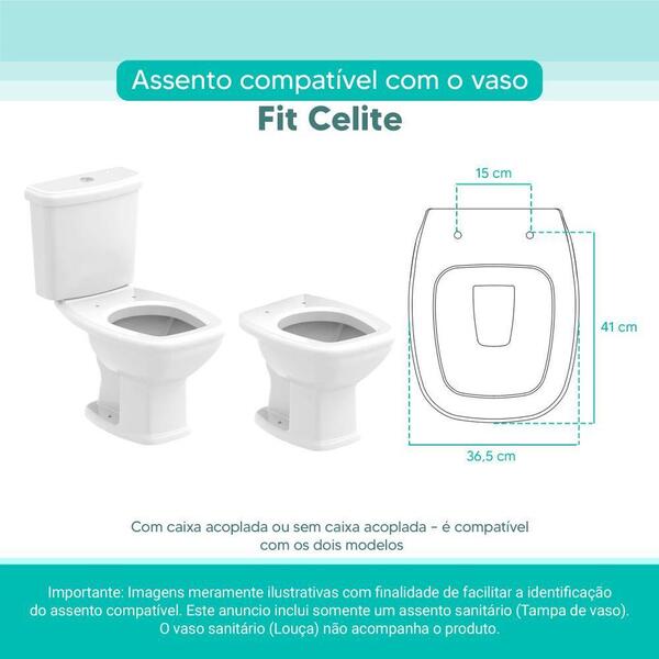Tampa Vaso Sanitário Madeira Laqueada Fit Branco para Bacia - Celite - Imagem 3
