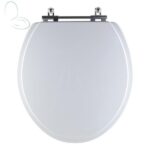Tampa Vaso Sanitário Madeira Laqueada Oval Convencional Branco para Bacia - Celite