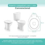 Tampa Vaso Sanitário Madeira Laqueada Oval Convencional Branco para Bacia - Celite - Imagem 3