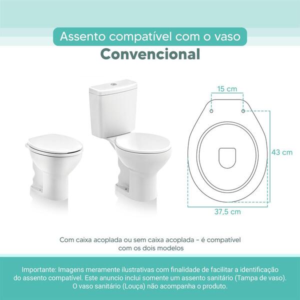 Tampa Vaso Sanitário Madeira Laqueada Oval Convencional Branco para Bacia - Celite - Imagem 3