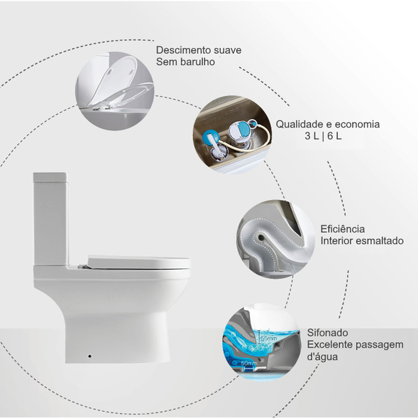 Vaso Sanitario Caixa Acoplada Smart Fit - Smart Norte - Imagem 5