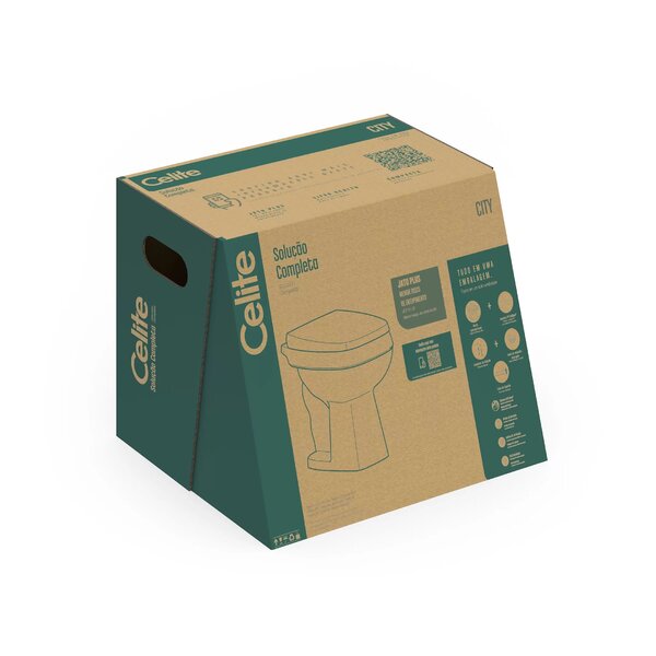 Vaso Sanitário Convencional com Assento Soft Close City  Branco Brilhante - Celite - Imagem 4