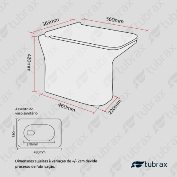 Vaso Sanitário Convencional Modelo Virentis  - Vab0030-c - Tubrax - Imagem 5