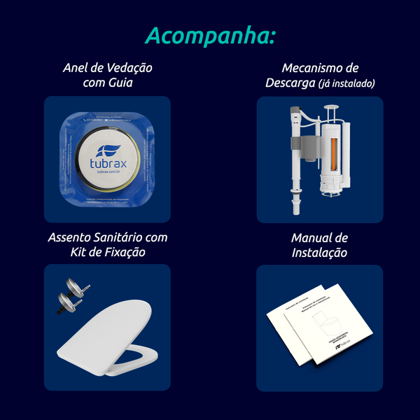 Vaso Sanitário Monobloco Completo - Caixa Acoplada Privada Acies - Tubrax - Imagem 9