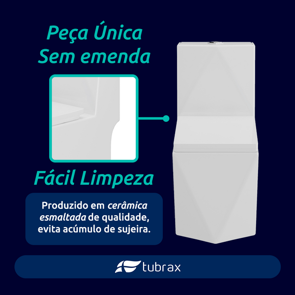 Vaso Sanitário Monobloco Completo - Caixa Acoplada Privada Diamante - Tubrax - Imagem 3