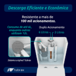 Vaso Sanitário Monobloco Completo - Caixa Acoplada Privada Diamante - Tubrax - Imagem 5
