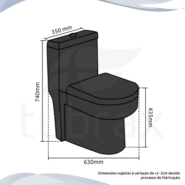 Vaso Sanitário Monobloco Completo Caixa Acoplada Privada Preto Modelo Navies - Tubrax - Imagem 7