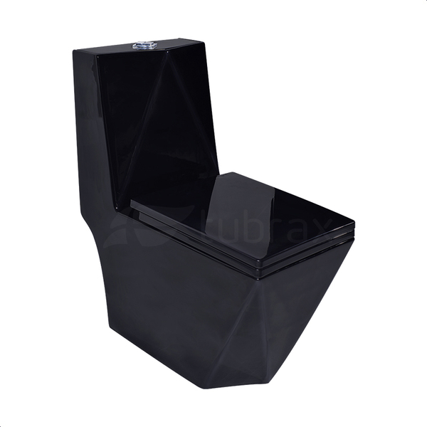Vaso Sanitário Monobloco Completo Caixa Acoplada Privada Preto Modelo Diamante - Tubrax